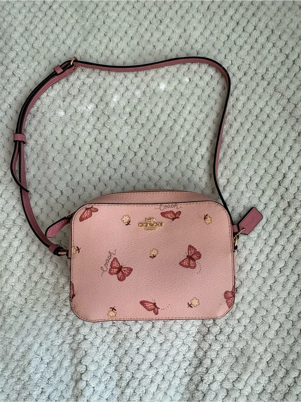 Coach Pink Butterfly Print Leather Crossbody